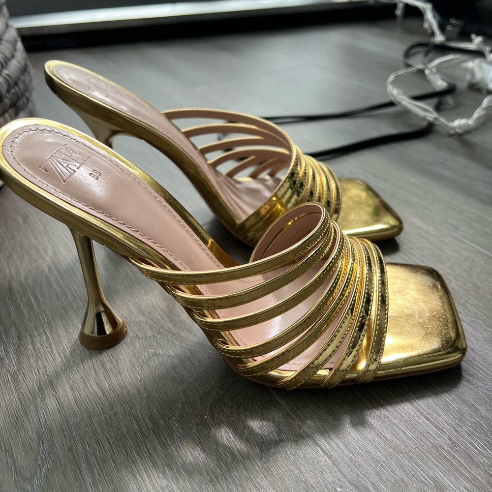 Zara Gold Heels